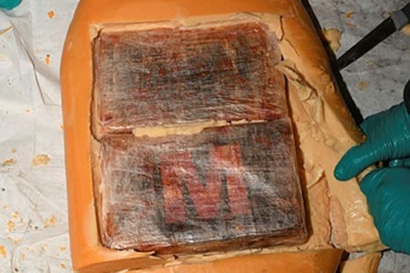 Police found cocaine hidden in blocks of Gouda cheese.