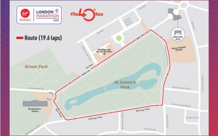 The new London Marathon route for elite runners