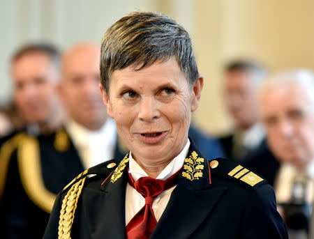 Major General Alenka Ermenc, newly appointed as chief of the Slovenian Army, looks on in Ljubljana, Slovenia, November 23, 2018. REUTERS/Stringer