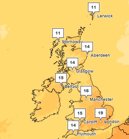 Met Office Temperature Map