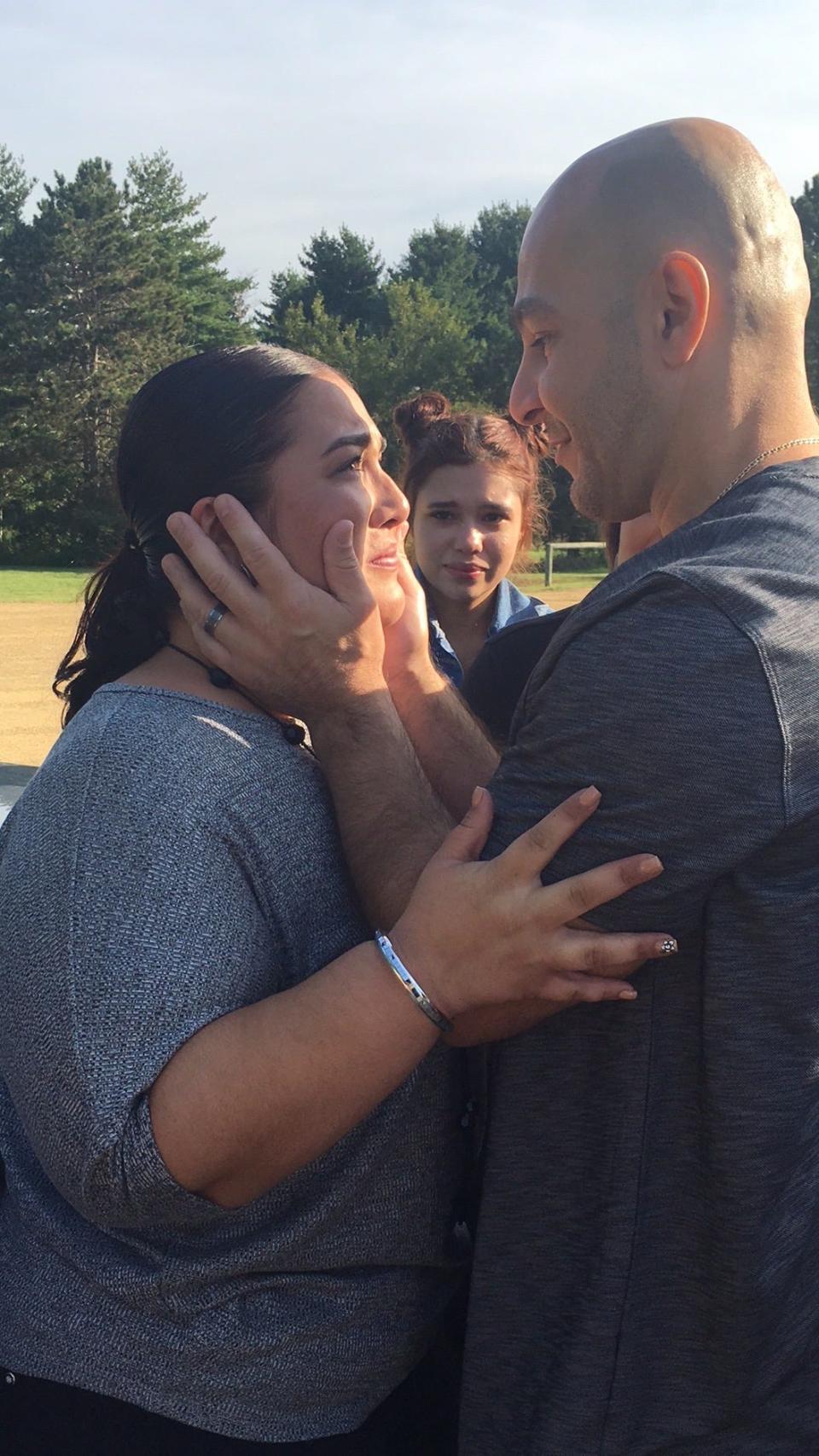 Reynaldo Munoz is seen with his daughter, Kristina Munoz, in 2016 after he was released from prison where he spent 30 years for a murder he did not commit.