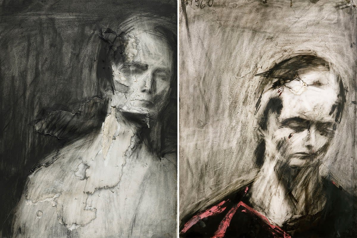 Head of EOW, 1960 and Head of Julia II, 1960, charcoal and chalk on paper (The Whitworth, The University of Manchester, Private Collection © the artist, courtesy of Frankie Rossi Art Projects, London)