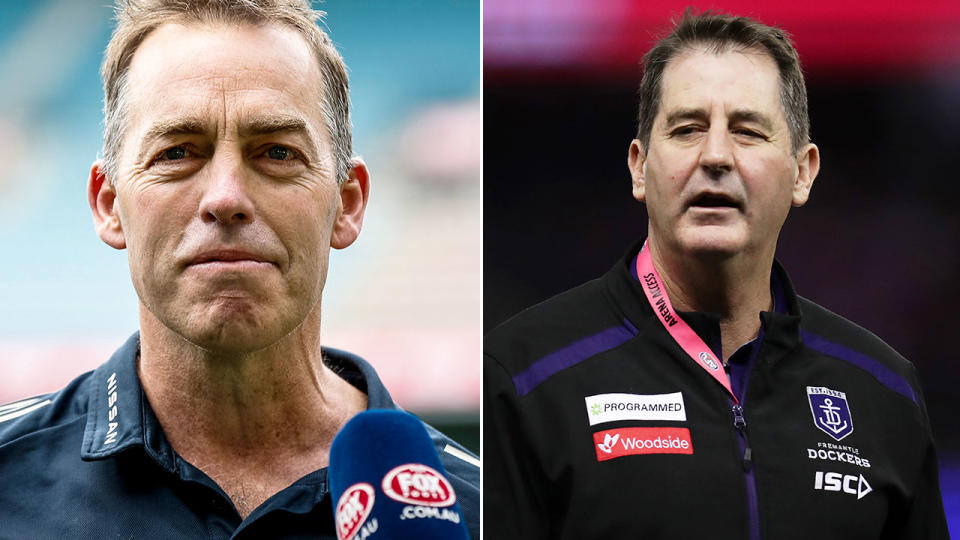 Pictured here, former AFL coaches Alastair Clarkson and Ross Lyon.