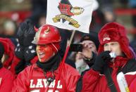 Laval Rouge et Or fans watch their team play the Calgary Dinos during the Vanier Cup University Championship football game in Quebec City, Quebec, November 23, 2013. REUTERS/Mathieu Belanger (CANADA - Tags: SPORT FOOTBALL)