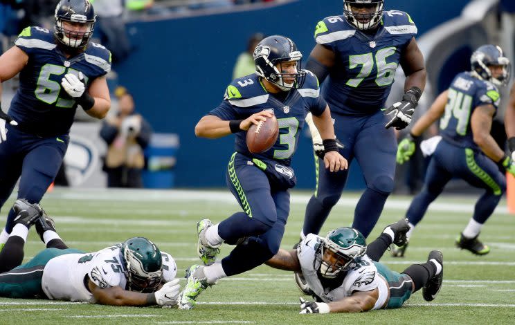 Russell Wilson battled through injury and poor performance around him to get the Seahawks to the playoffs once again. (Getty)