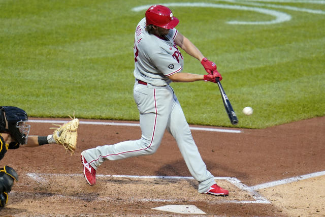 Jared Oliva of the Pittsburgh Pirates at bat during the fifth