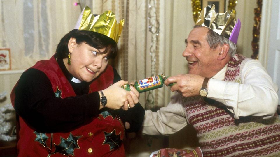 Dawn French is a manic modern manifestation of Saint Nick in this ‘Vicar of Dibley’ special (BBC)