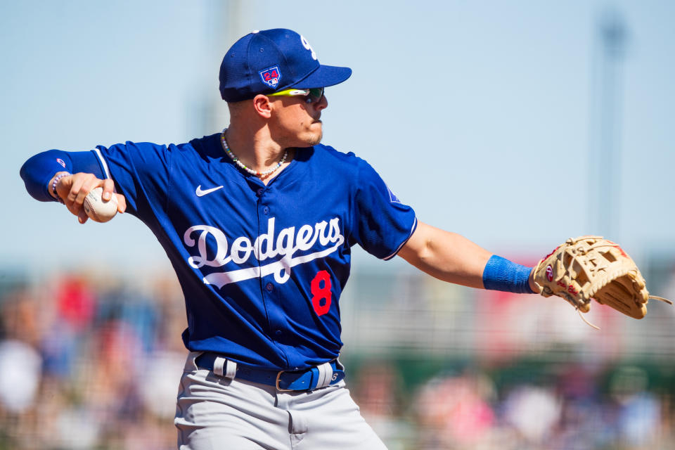 Quique Hernandez inadvertently tipped a Dodgers pitch with help from Sunday's ESPN broadcast.  (John E. Moore III/Getty Images)