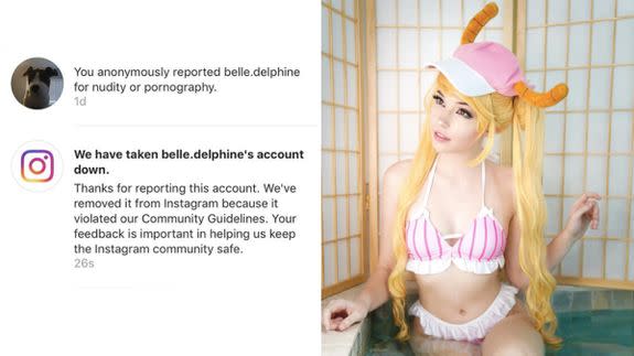 Nudist Lifestyle - Bathwater seller Belle Delphine's Instagram account was removed for 'nudity  or pornography'