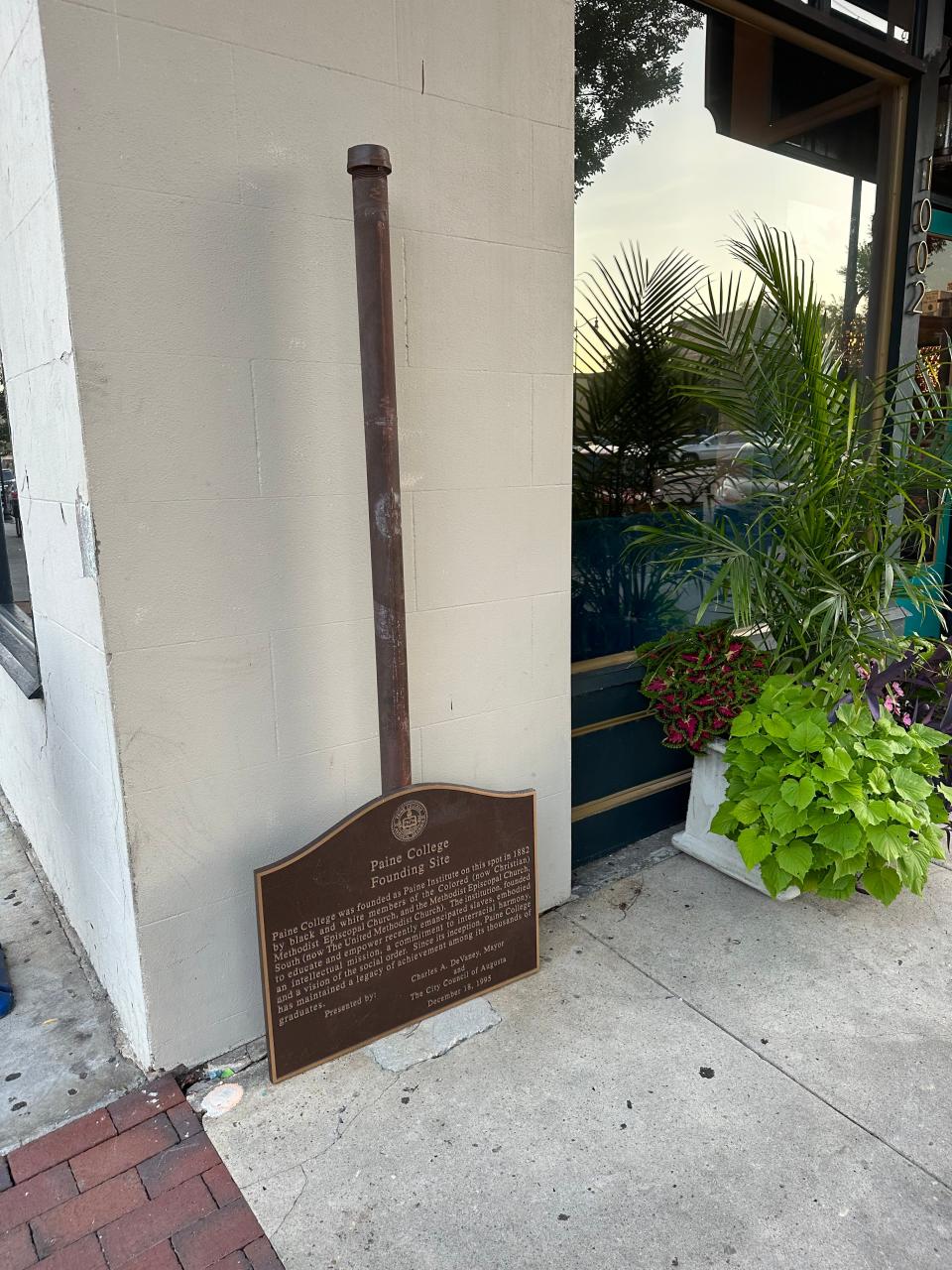 The Paine College marker was knocked down at Broad and 10th streets in Augusta.