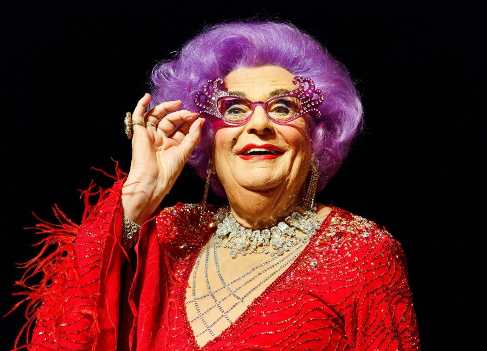 Barry Humphries as Dame Edna Everage in 2013. (Alamy)