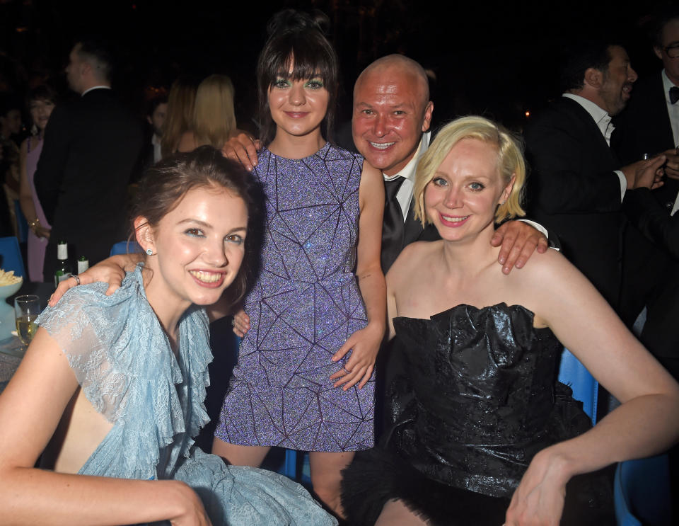 Hannah Murray, Maisie Williams, Conleth Hill and Gwendoline Christie attend HBO's Official 2016 Emmy After Party at The Plaza at the Pacific Design Center on Sept. 18.