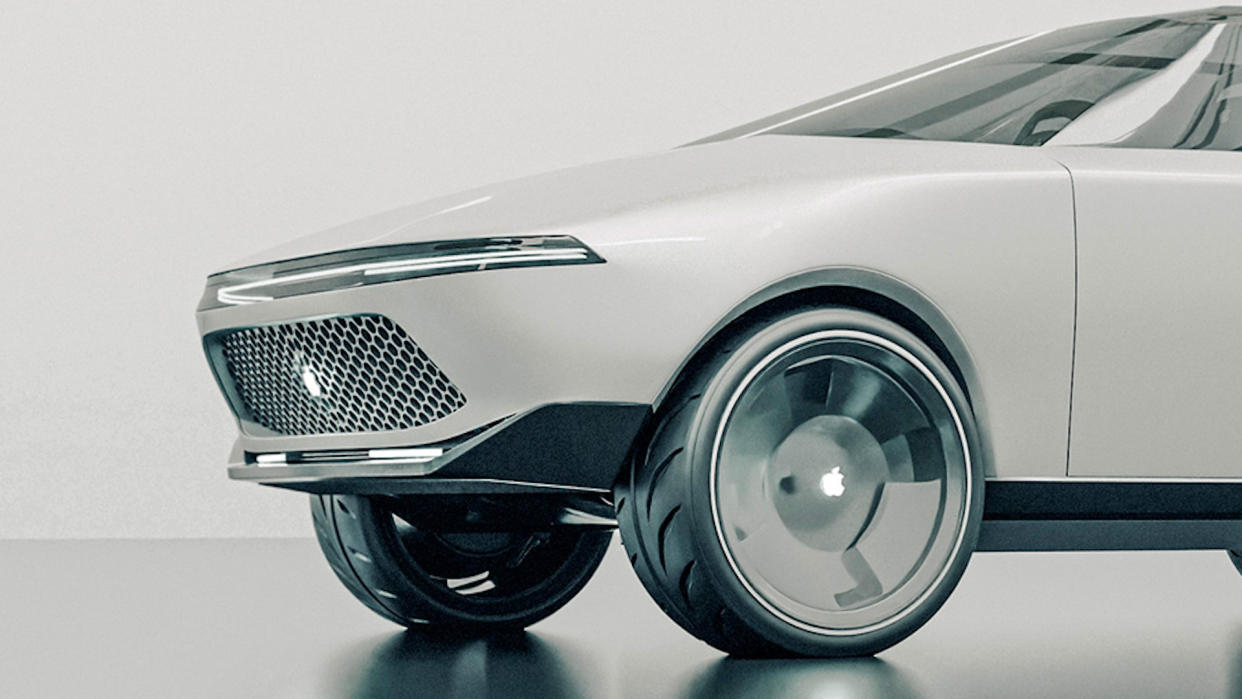  A close up of the 3D render of the Apple Car. . 