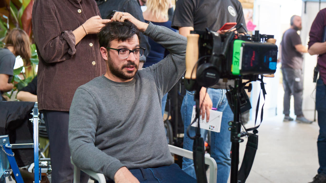 Simon Bird on set of his directorial debut 'Days of the Bagnold Summer'. (Credit: Altitude Films/Rob Baker Ashton)