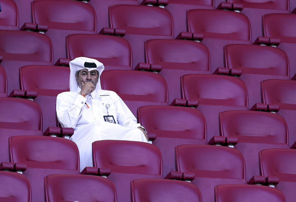 DOHA, QATAR - NOVEMBER 21: Fans look on during the FIFA World Cup Qatar 2022 Group B match between USA and Wales at Ahmad Bin Ali Stadium on November 21, 2022 in Doha, Qatar. (Photo by Ian MacNicol/Getty Images)