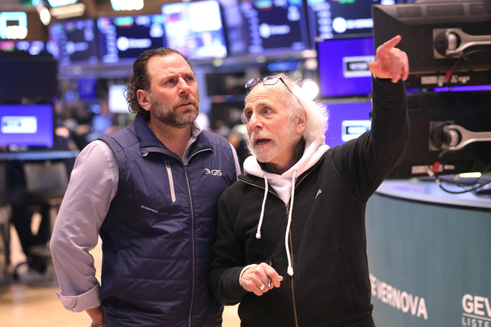 NEW YORK, NEW YORK - APRIL 02: Traders work on the floor of the New York Stock Exchange during afternoon trading on April 02, 2024 in New York City. All three major stock indexes closed at a loss with the Dow Jones leading the way closing over 350 points falling for a second day as Wall Street has a turbulent start to the second quarter. Both the Dow and S&P 500 had its worst day since March 5th.  (Photo by Michael M. Santiago/Getty Images)