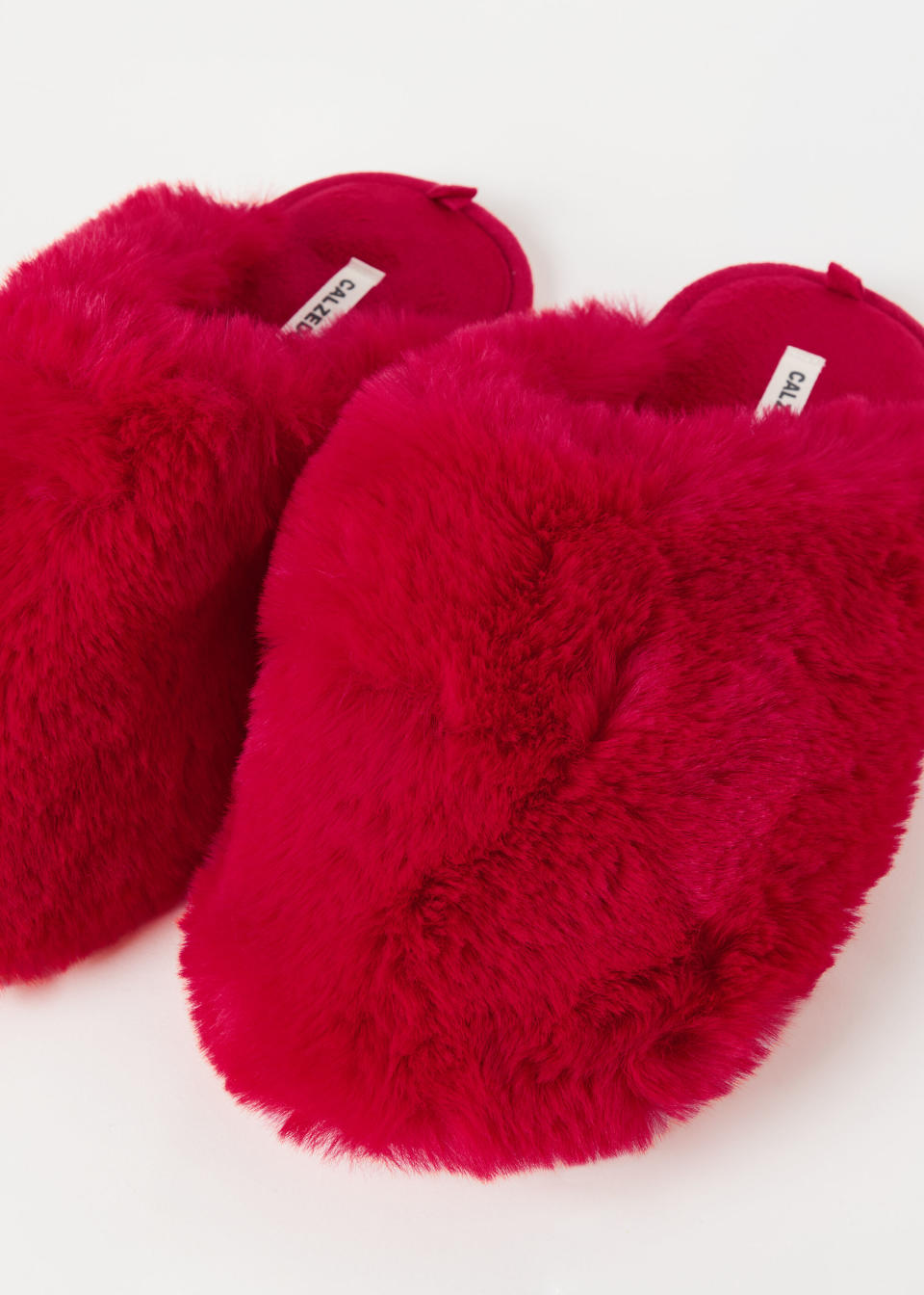 red fuzzy slippers