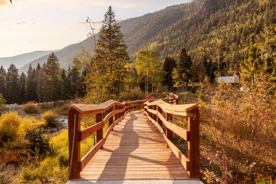 Boardwalk in Taos Ski Valley, New Mexico in fall