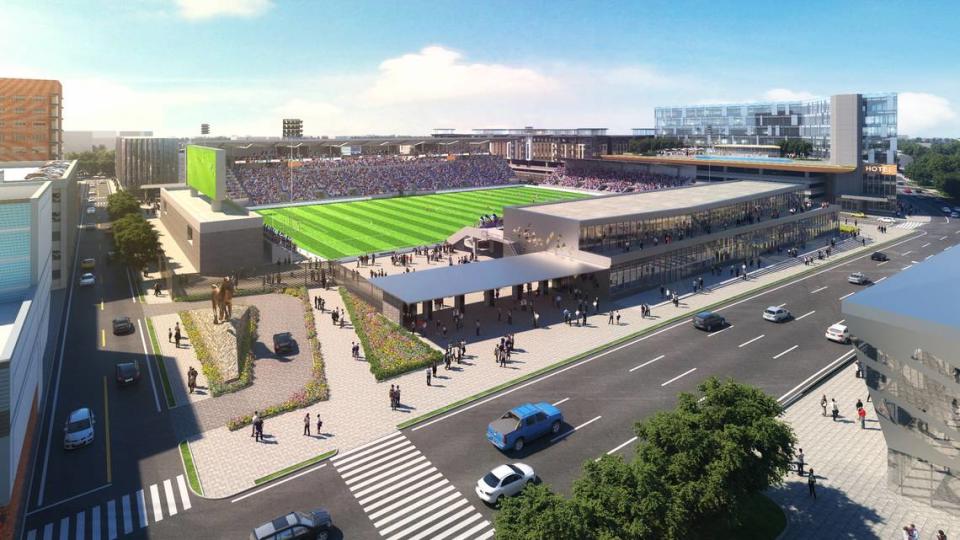 Lexington Pro Soccer released renderings of its proposed stadium and entertainment venue on High Street.