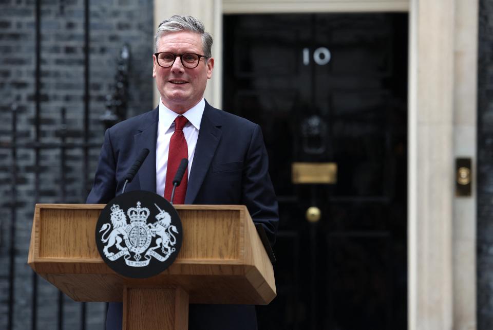 Keir Starmer has just delievered his first speech as prime minister and promised to rebuild the nation. (AFP via Getty Images)