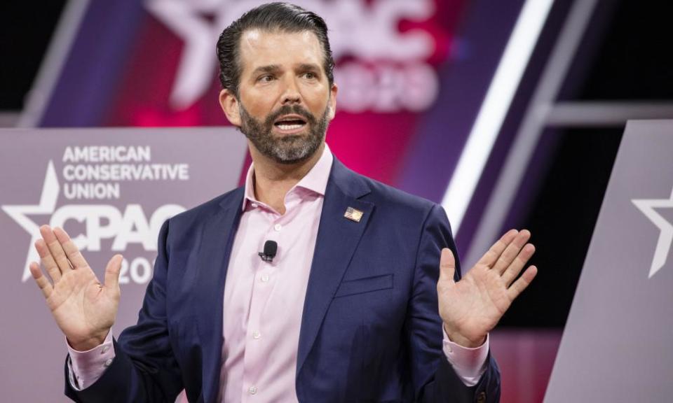 Donald Trump Jr speaks at the Conservative Political Action Conference in National Harbor, Maryland in February.