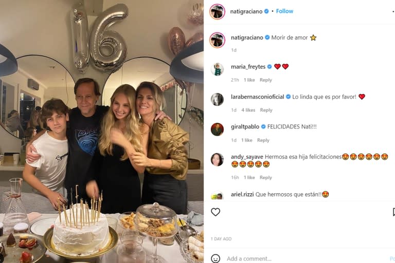 La familia festejó a Mía en las redes sociales