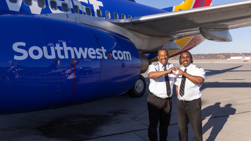 The Flowers men say they worked well together as a father-son pilot team. - Courtesy Southwest Airlines