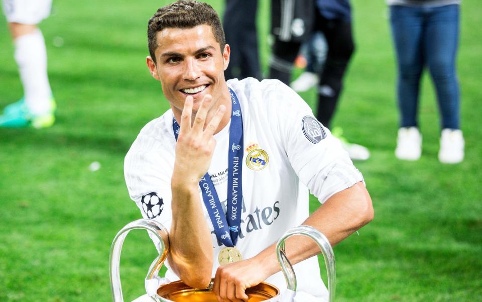 Cristiano Ronaldo of Real Madrid celebrates Real Madrid v Atletico Madrid, UEFA Champions League Final, Football, - Credit: Rex