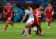 <p>Diego Costa sends Spain into the lead against Iran </p>