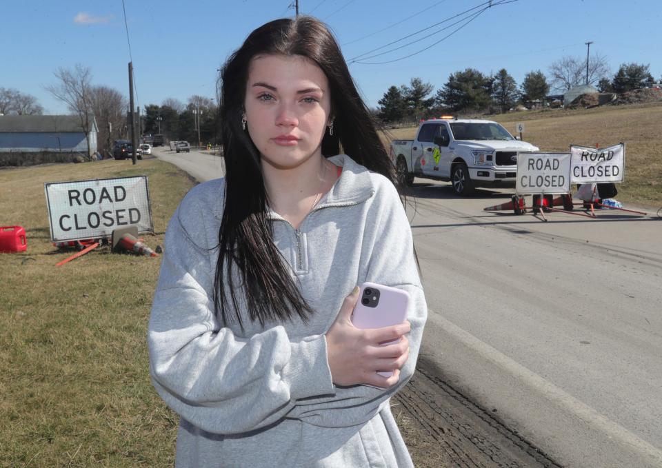 Cami Kridler, 15, was possibly the first to call 911 after seeing the Norfolk Southern train derailment and explosion on Feb. 3. She is shown Tuesday, March 7, 2023, in East Palestine.