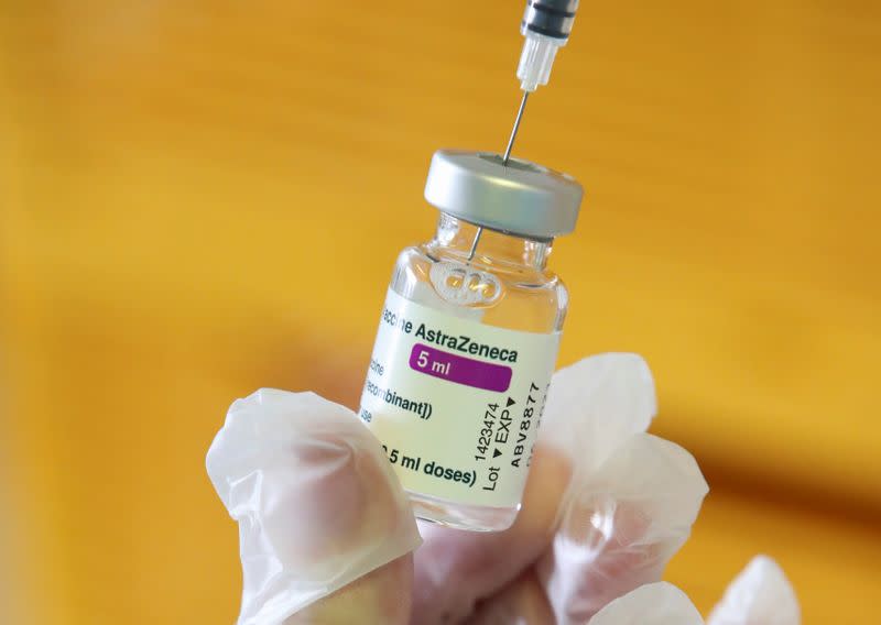 FILE PHOTO: AstraZeneca COVID-19 vaccine is seen at a vaccination centre in Ronquieres