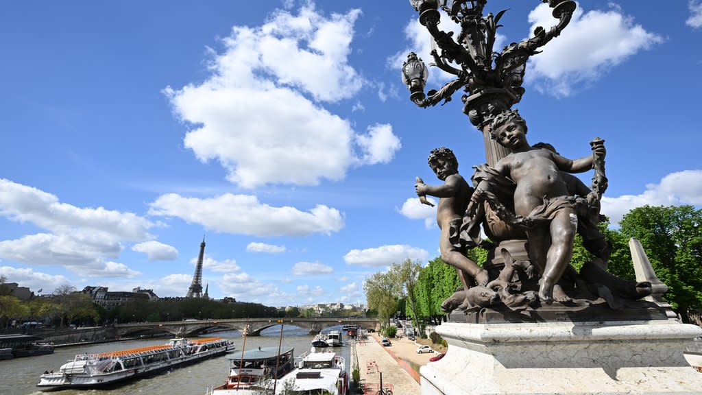 General view of the River Seine with the Eiffel Tower in the distance