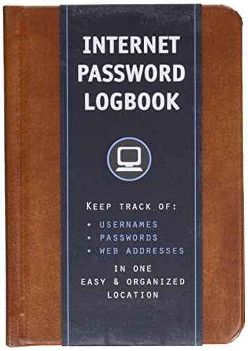 Internet Password Logbook (Cognac Leatherette): Keep track of: usernames, passwords, web addresses in one easy & organized location