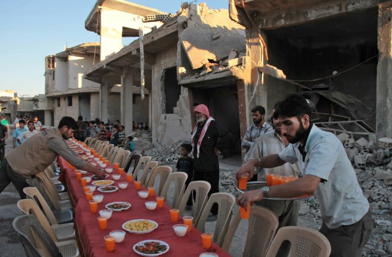 The fast-breaking meals provide a rare respite from the horrors of Syria's six-year war