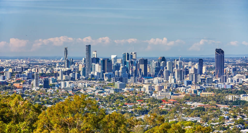 Brisbane CBD and houses.