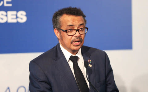 WHO Director-General Tedros Adhanom Ghebreyesu speaks during a press conference on Thursday - Credit: Federico Anfitti/EFE