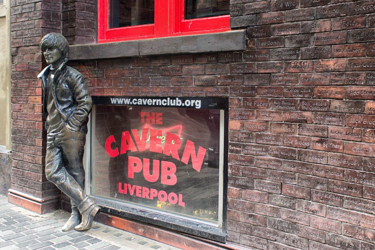 The Cavern Pub in Liverpool. This is next to the Cavern club the famous venue that the Beatles played along with other Mersey beat artists. This is the entrance on Mathew Street Liverpool.