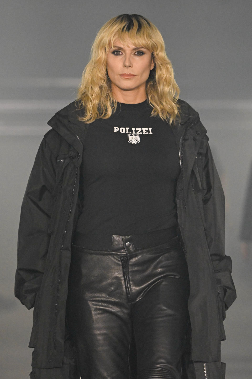 PARIS, FRANCE - SEPTEMBER 27: Heidi Klum walks the runway during the Vetements Ready to Wear Spring/Summer 2025 fashion show as part of the Paris Fashion Week on September 27, 2024 in Paris, France. ()