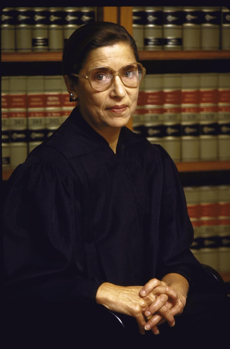 <div class="inline-image__caption"><p>Judge Ruth Bader Ginsburg in her Chambers, U.S. Courthouse, September 1, 1984. During her time as a judge on the D.C. Circuit Court of Appeals, she built her reputation as a meticulous moderate.</p></div> <div class="inline-image__credit">Terry Ashe/Getty</div>