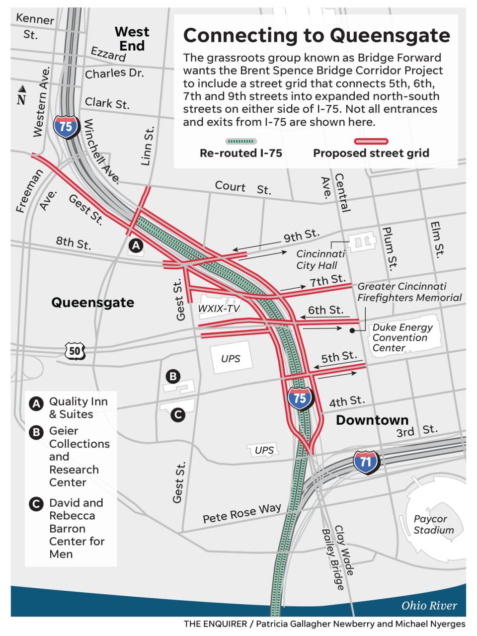 Proposed new street grid to connect to Queensgate