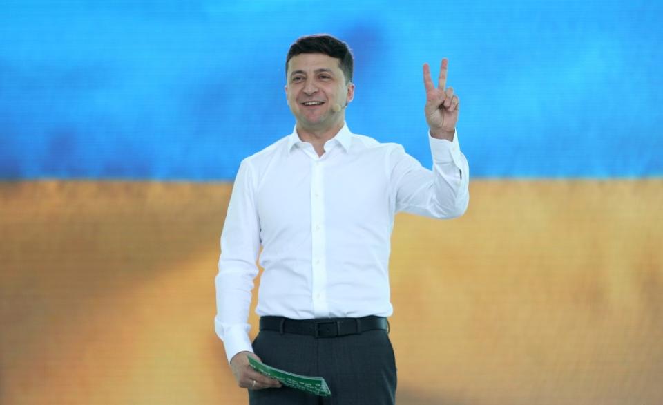 Another shot from “Servant of the People,” which propelled Zelensky’s unlikely rise to the presidency. NurPhoto via Getty Images