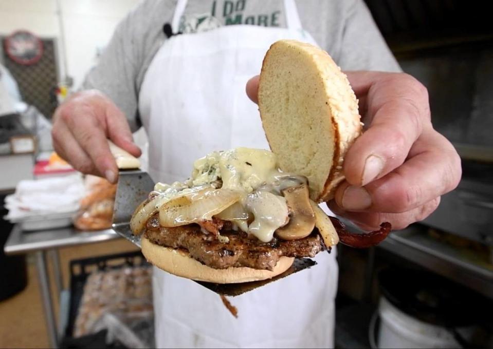 Famous Mike’s in Macon has a burger named after the artist Dickey Betts who died Thursday at age 80 - the Dickey Betts burger, a blackened patty topped with bacon, swiss cheese, grilled onions and mushrooms with blue cheese.