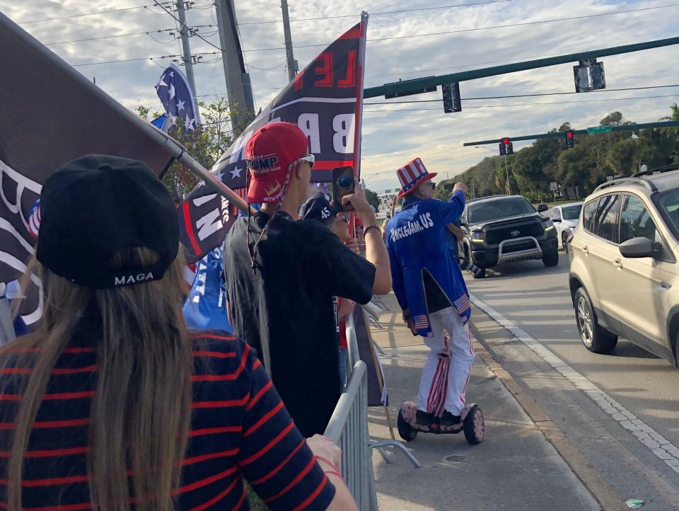 Most people who drove by honked in support of Trump