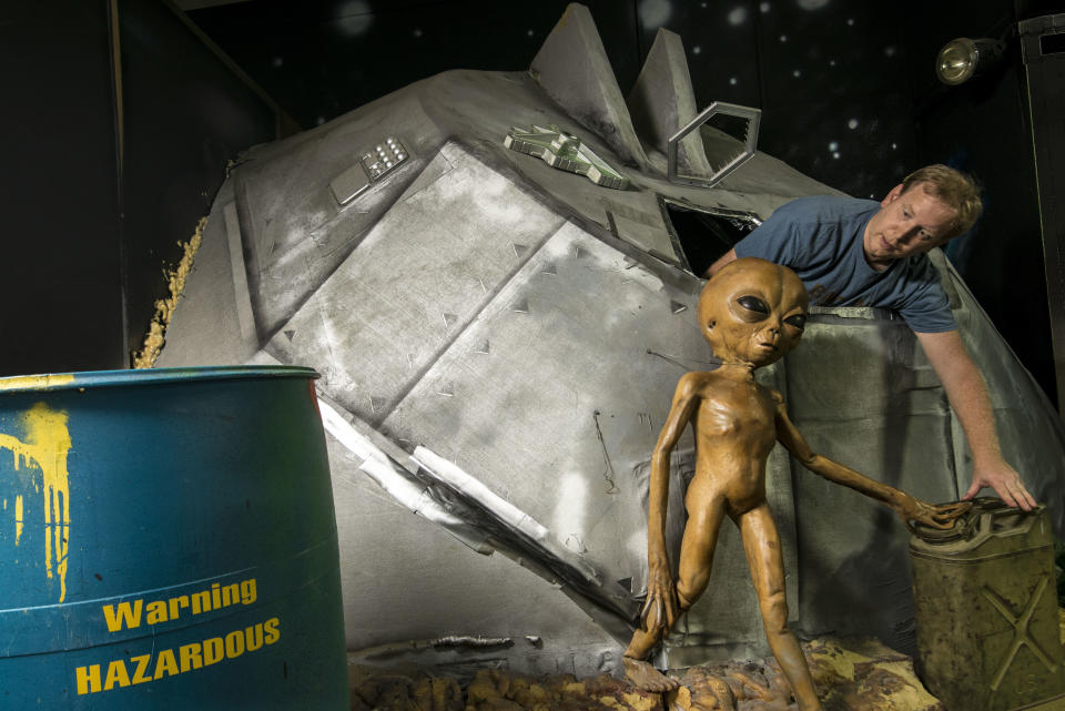 <p><span>Chris Burton had dreamed of visiting Roswell since he was a child but was stunned when he found himself locked in the International </span><span>UFO</span><span> Museum and Research Center during a recent trip. </span> (Photo: Chris Burton/Caters News) </p>