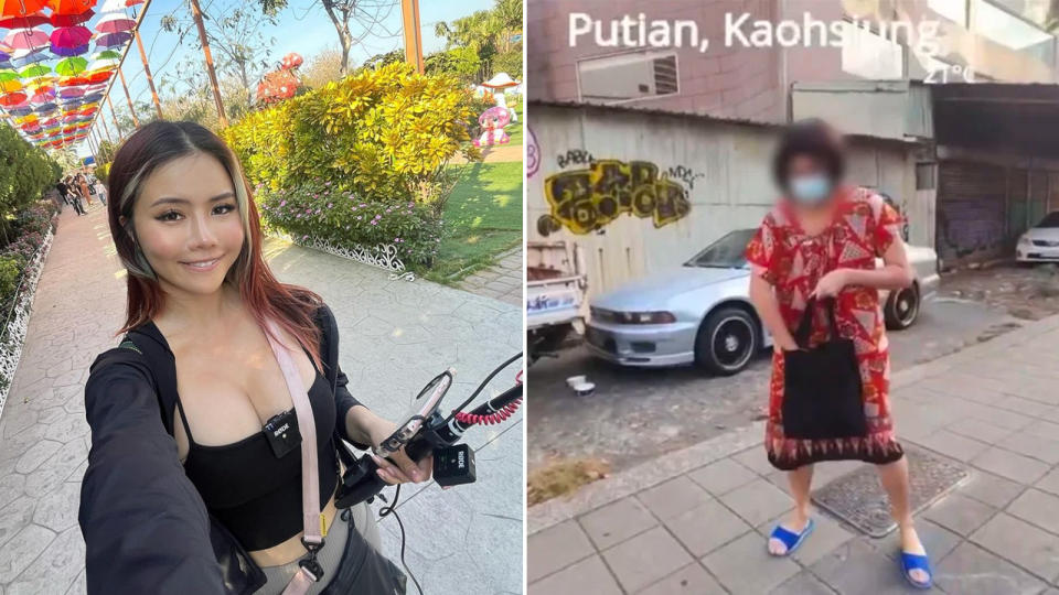 KiaaraKitty was in Kaohsiung live streaming when her assistant dressed up as a woman to 'attack' her. (Photos: kiaarakitty/Instagram, Kaohsiung police)