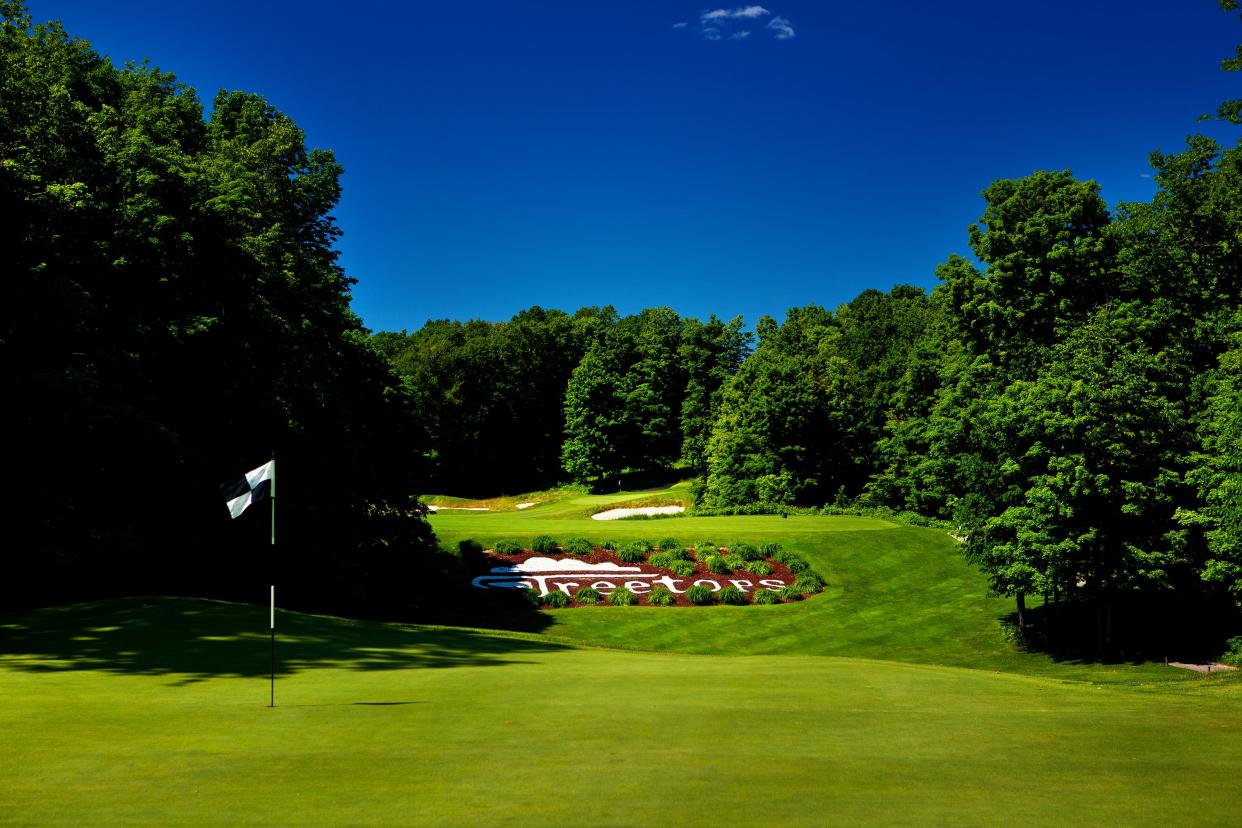 Pictured here is the ninth hole at the "Threetops" course at the Treetops Resort near Gaylord. Maltthew Burchard sued after crashing his golf cart on the third hole at Threetops.