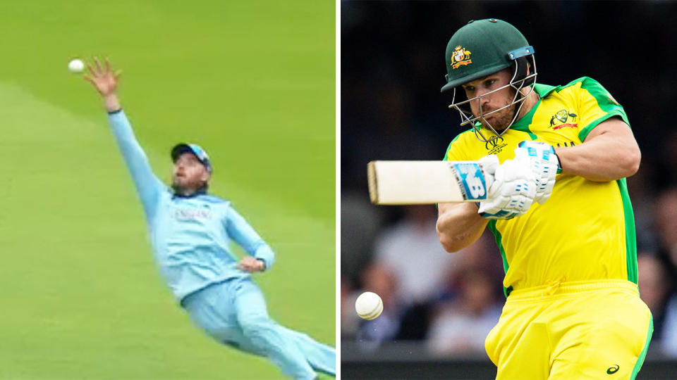 Aaron Finch survived an early scare before accelerating. (Images: ESPNcricketinfo/Getty Images)