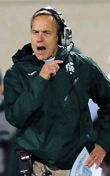 Mark Dantonio isn't one to celebrate, but he couldn't hide his satisfaction after beating Wisconsin