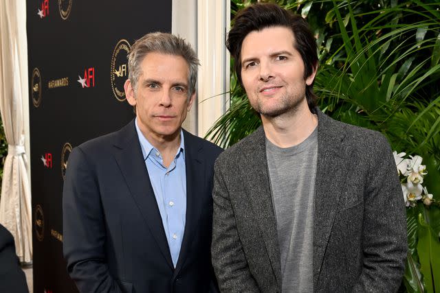 <p>Michael Kovac/Getty </p> (L-R) Ben Stiller and Adam Scott attend the AFI Awards at Four Seasons Hotel Los Angeles at Beverly Hills on January 13, 2023 in Los Angeles, California.