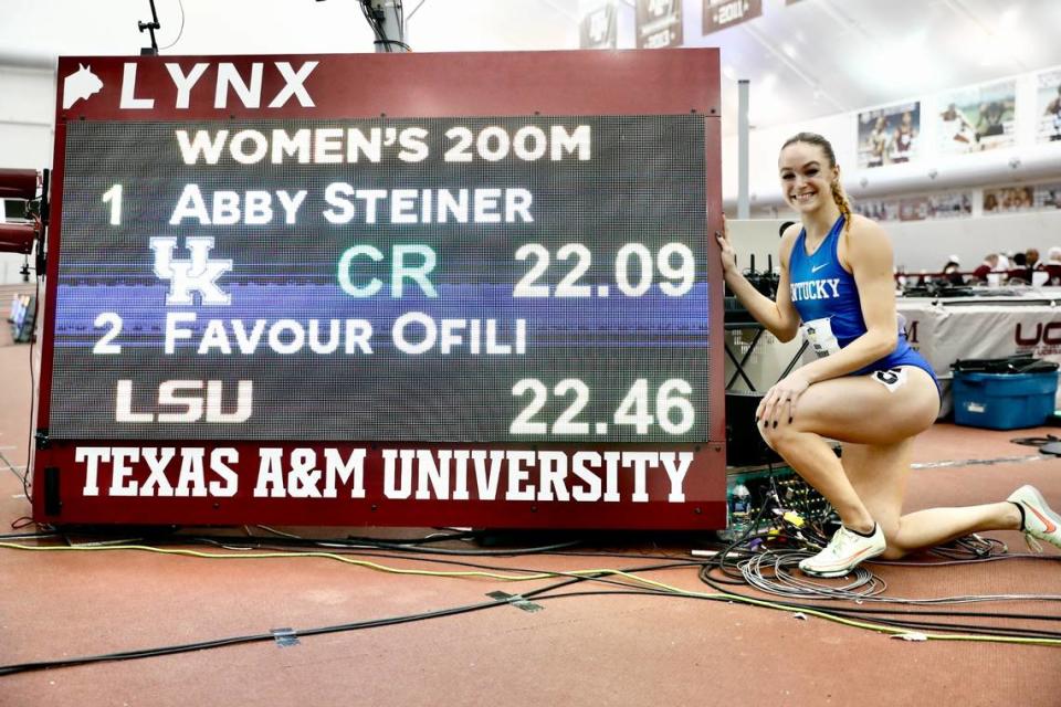 Kentucky sprinter Abby Steiner set an American record in the indoor 200 meters at the SEC championships in February.
